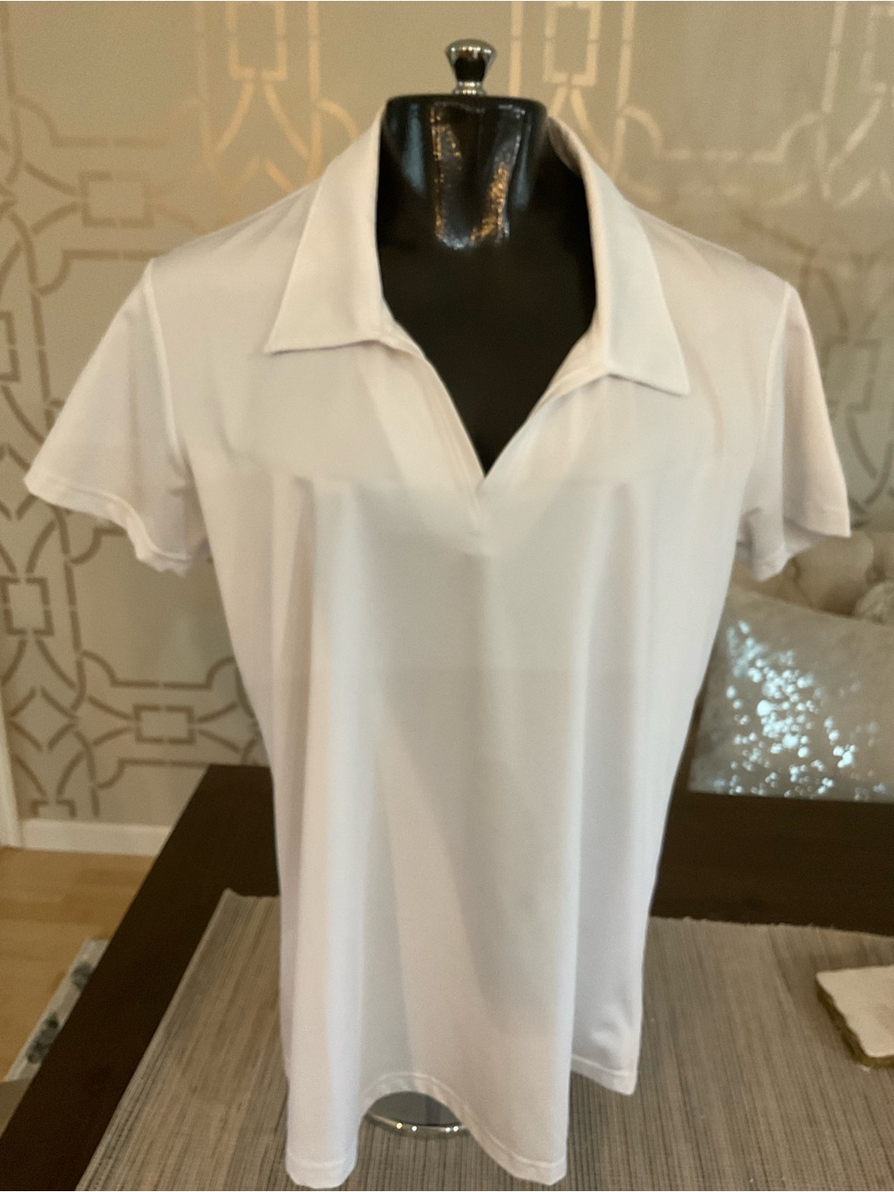 Classic Women's White V-Neck Polo Tee